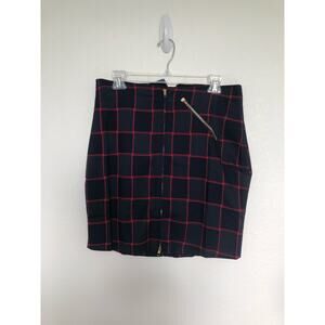 Uniq Navy and Red Plaid Mini Academia School Skirt - L